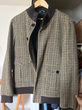 Houndstooth Bomber Jacket - Brown/Black